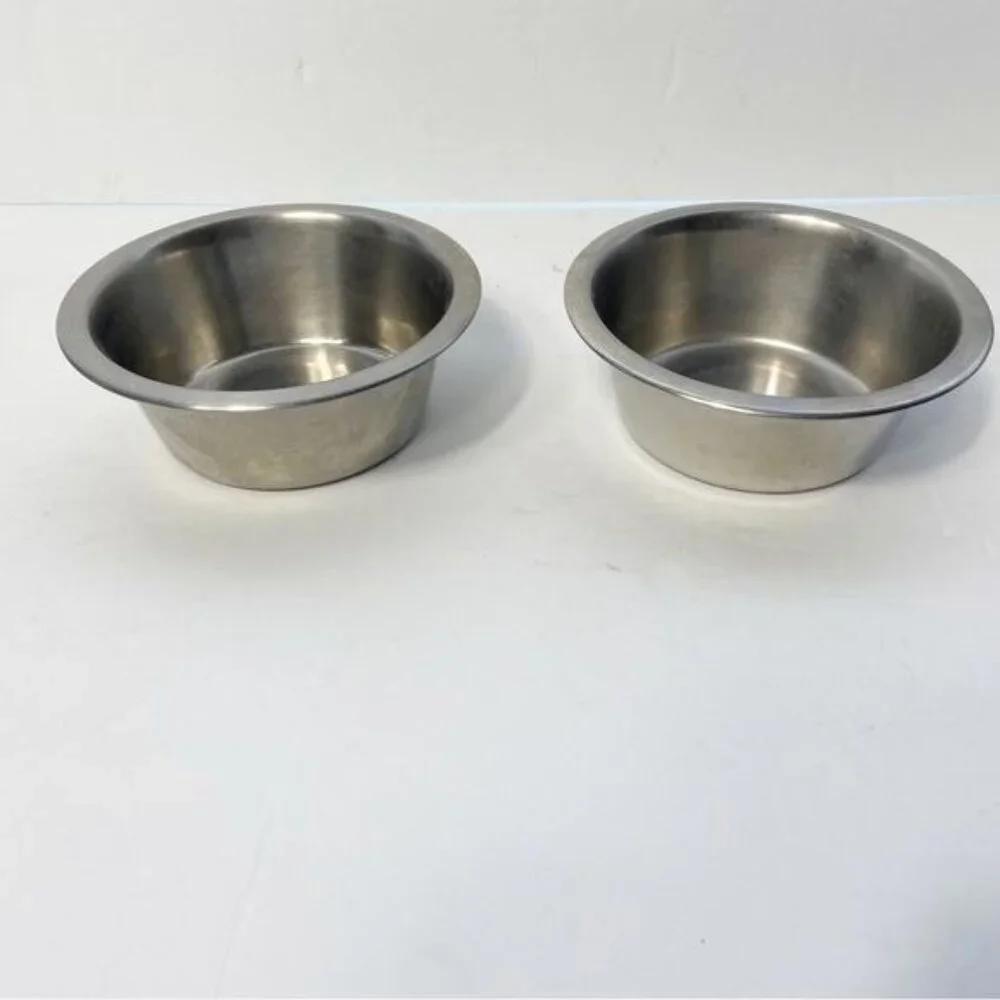 Copper & Stainless Steel Food/Water Bowls Set Of 2 For Cats Or Small Dogs